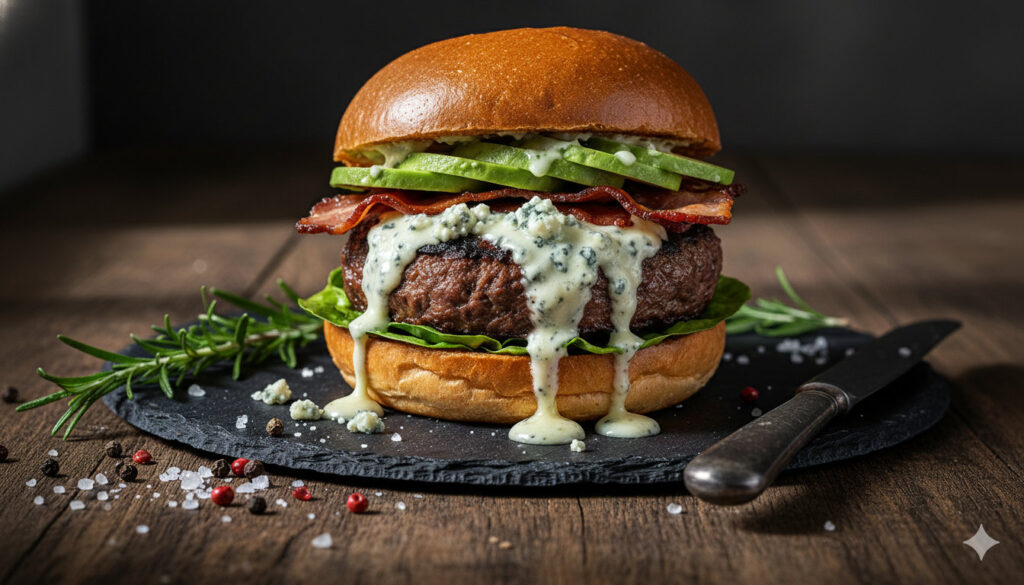 The Ultimate Italian-Style Blue Cheese & Avocado Grilleburger